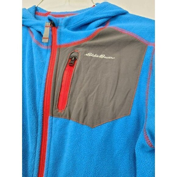 EDDIE Bauer Mens Fleece Jacket Medium Blue Pockets - Picture 3 of 6
